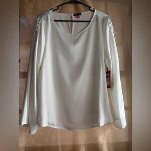 Vince Camuto Essentials Button-Sleeve Blouse | Size M | NWT